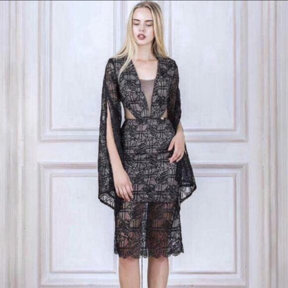 NWT Bronx & Banco Natasha lace dress Sz 2 black tan - Picture 1 of 10